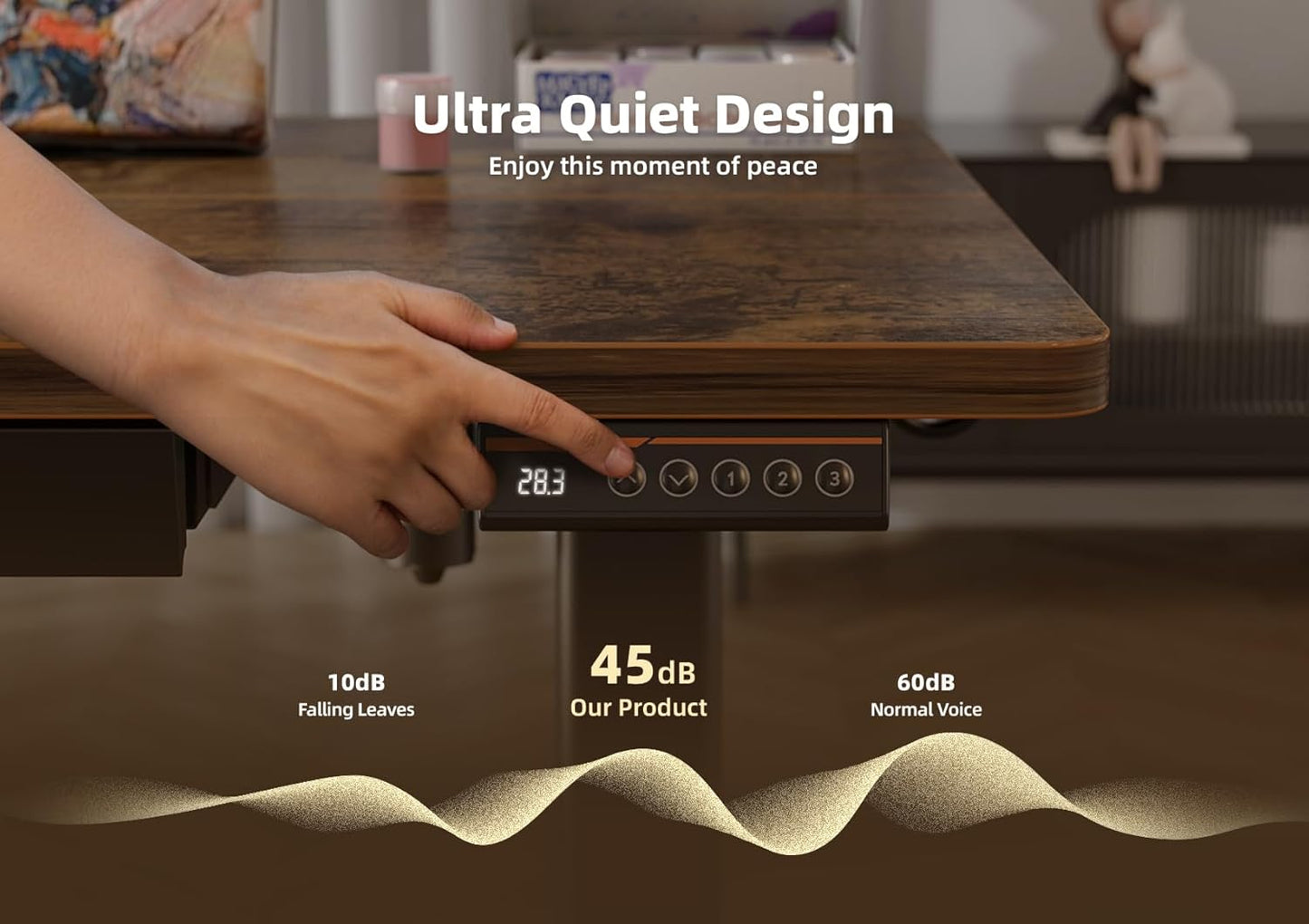 YDN Standing Desk with Drawers, Electric Adjustable Height 55 x 24 Inch Stand Up Desks for Home Office, Rustic Brown