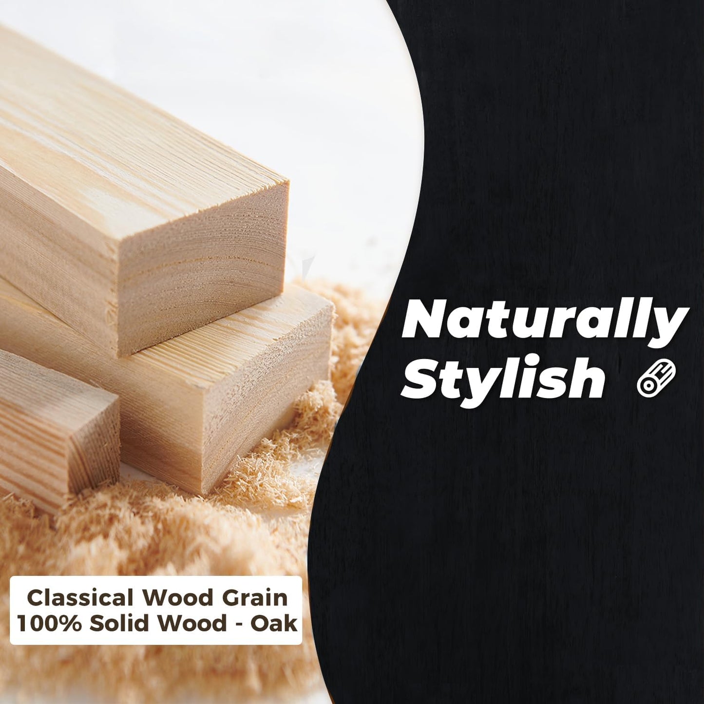 DELAVIN 70.8" Large Solid Wood Dining Table for 6-8 People, Mid Century Modern Rectangular Oak Kitchen Table, Farmhouse Dining Room Table, Easy Assembly, Black