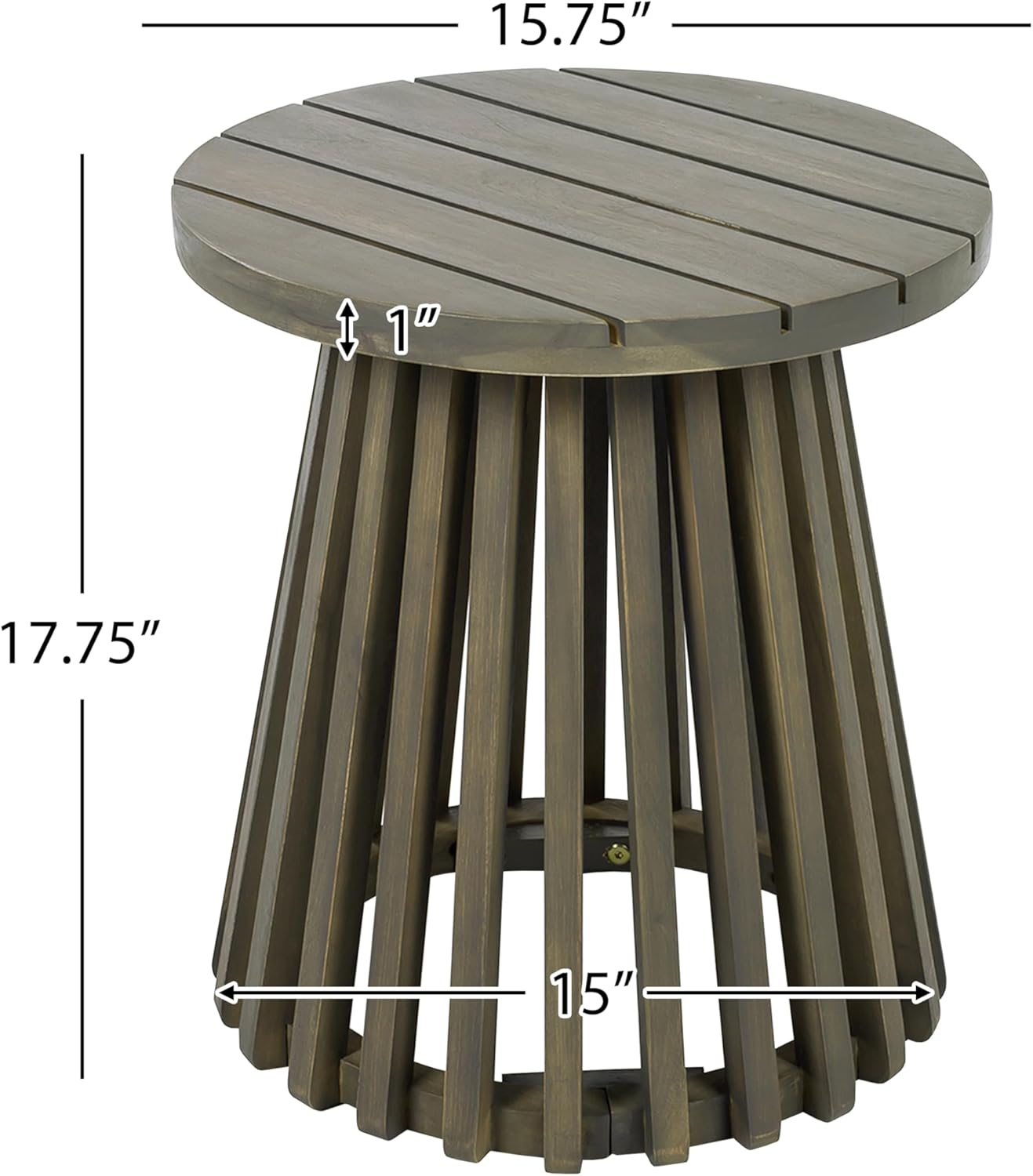 Christopher Knight Home Taki Acacia Wood Patio Coffee Table, Round Table with Unique Wooden Base for Backyard, Stylish Indoor/Outdoor Table, Easy Assembly, Space Saving Outdoor Furniture, Grey