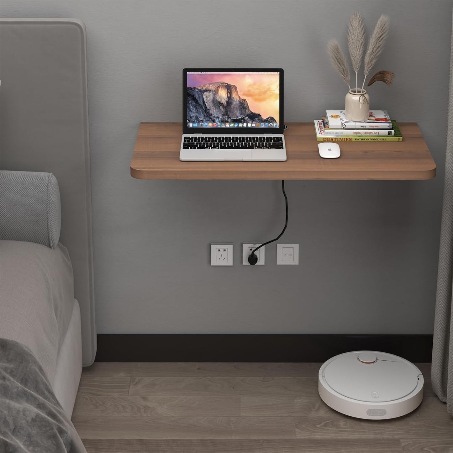 Pmnianhua 31'' Wall Mounted Drop Leaf Table, Folding Table, Fold Down Wall Desk, Floating Desk for Home Office, Small Space (Walnut)