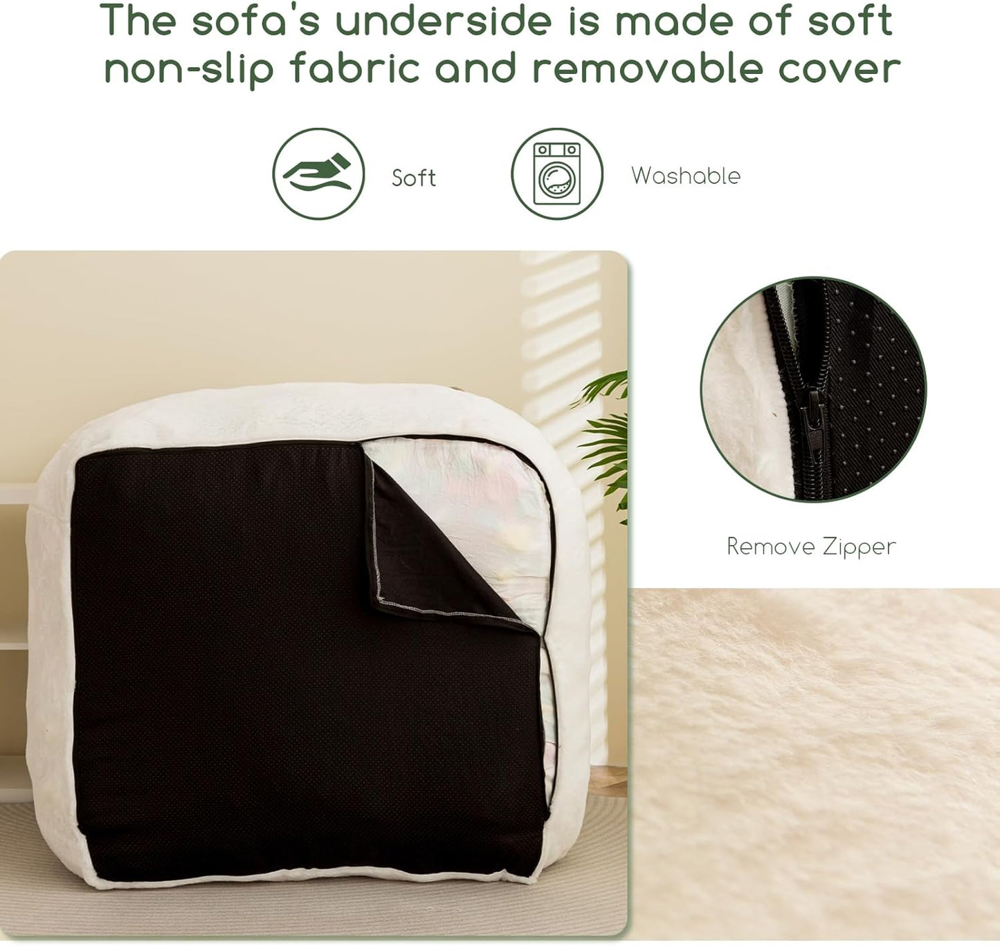 HIGOGOGO Giant Bean Bag Chair for Adults, Big Comfy Sofa Chair for Bedroom Living Room, Bean Bag Lazy Chair for Adults with Armrests for Gaming, Reading, Fur Beige