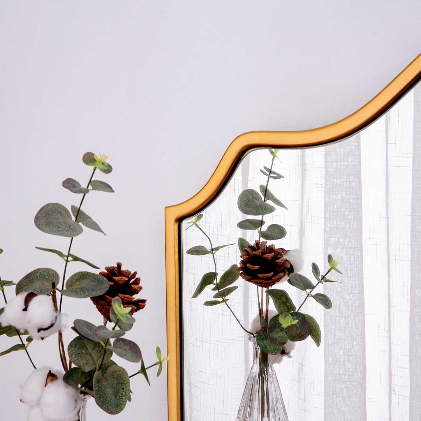 Chende Gold Arched Mirror, 36'' x 24'' Decorative Mirror with Wooden Frame, Elegant Wall Mirror for Living Room, Entryway, Fireplace