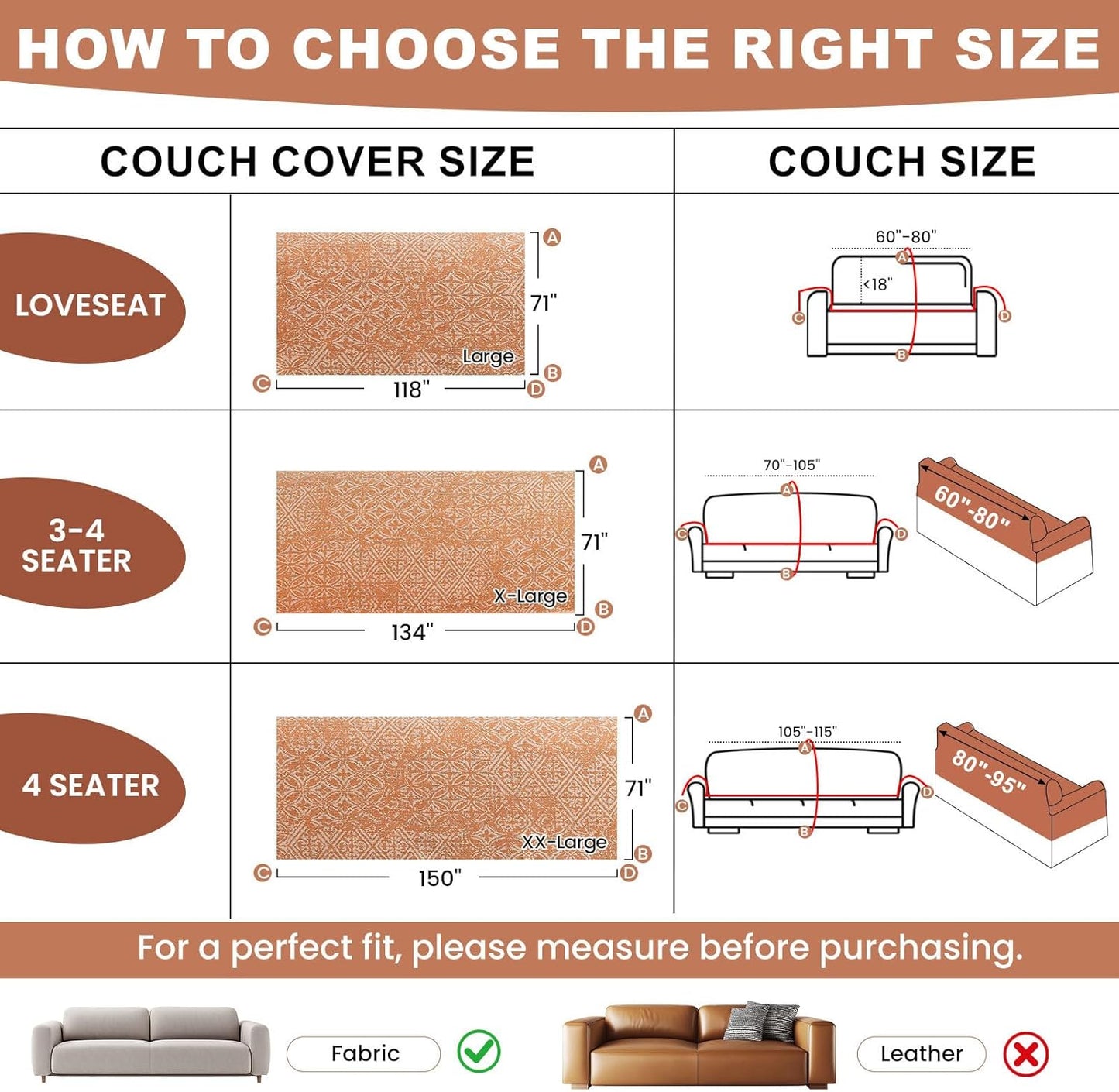 STACYPIK Boho Sofa Cover for Pets, Orange Geometric Couch Cover for 3 Cushion Sofa, Washable Dogs Protector for Living Room, Anti-Slip Sectional Covers for Loveseat with Tassel Throw Blanket-71X134IN