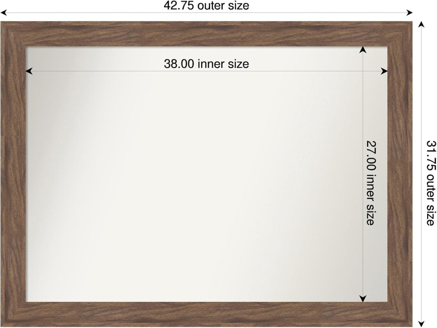 Amanti Art Brown Bathroom Mirror for Over Sink, 32x43 Pia Medium Brown Rectangle Vanity Mirror, X-Large Casual Frame, Hangs Horizonally and Vertically, Bathroom Wall Decor, Non-Beveled Edge