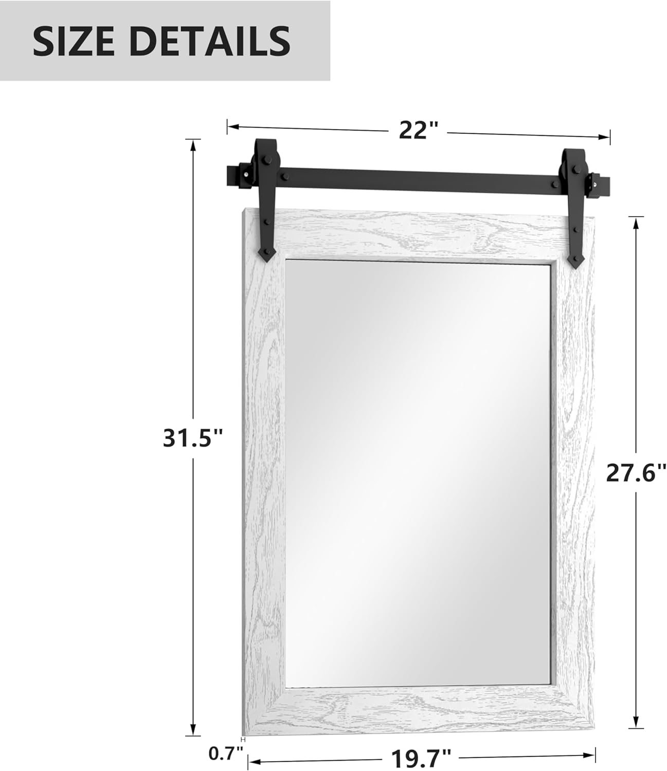 Farmhouse Bathroom Mirror for Over Sink 22”*32”, Barn Door Mirror, Rustic Wall Mirror for Bathroom White, Living Room, Entryway