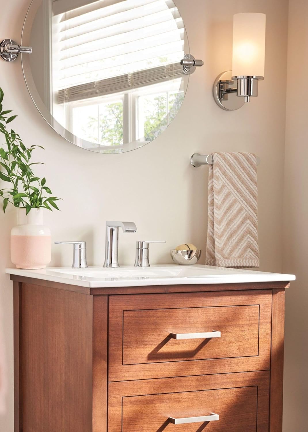 Moen DN0792CH Iso 22-Inch x 22-Inch Frameless Pivoting Bathroom Tilting Mirror, Chrome