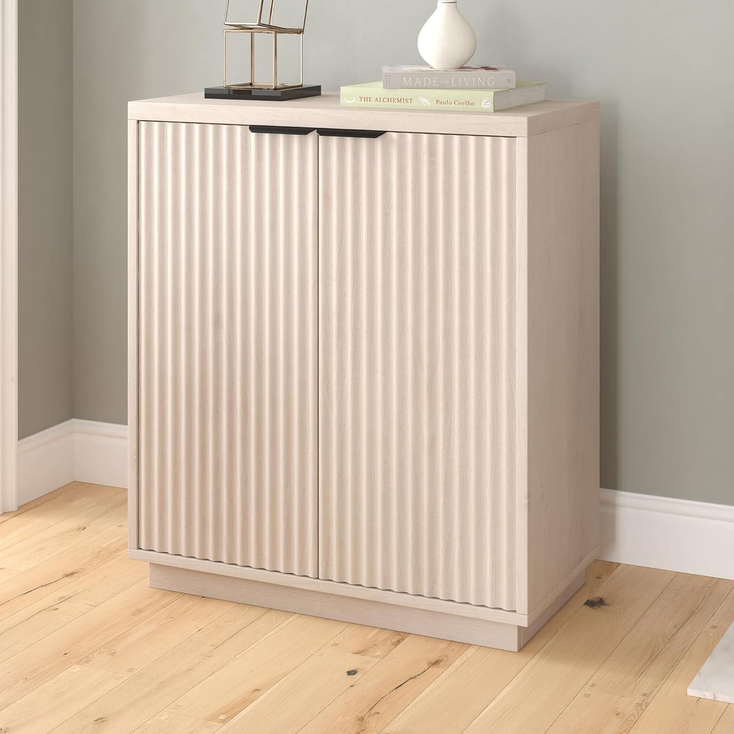 Henn&Hart 28" Wide Rectangular Accent Cabinet in Alder White, for Home, Living Room, Bedroom, Entertainment Room, Office