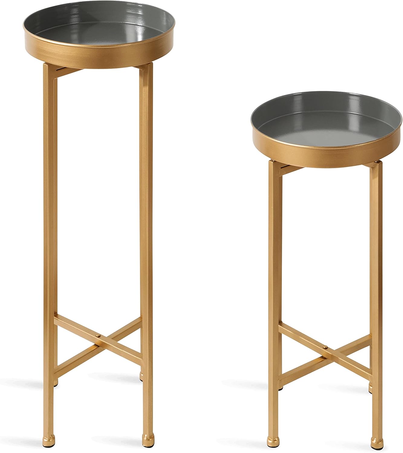 Kate and Laurel Celia Modern Side Table, Set of 2, Gray and Gold, Sophisticated End Tables for Storage and Display
