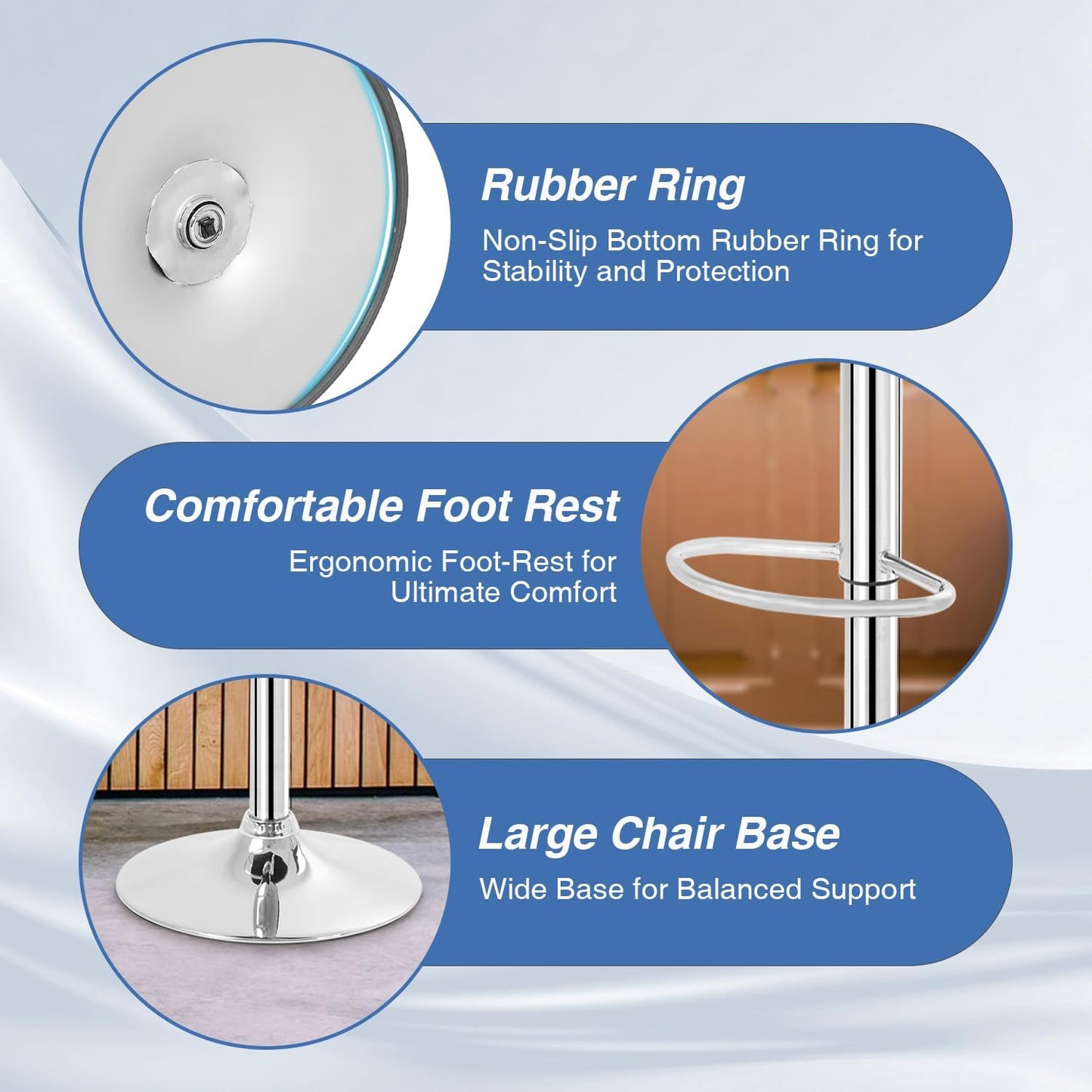 FDW Bar Stools Set of 2 Bar Stools Swivel Stool Height Adjustable Bar Chairs with Back PU Leather Swivel Bar Stool Kitchen Counter Stools Dining Chairs (Black)