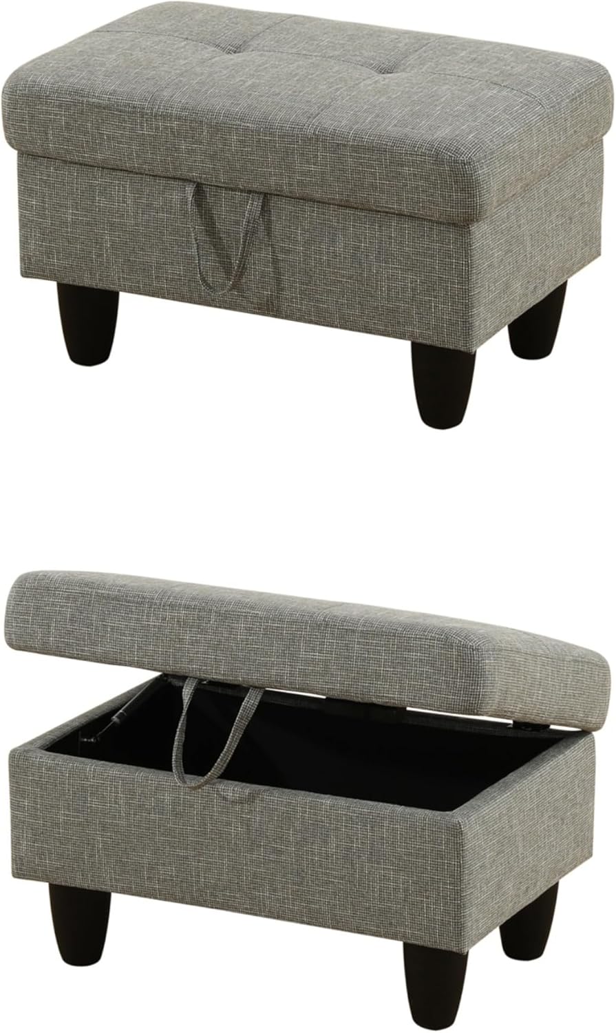 Modern Living Room Furniture Sets with Pillows, Modular Sectional Couches with Chaise Lounge, 4-Seaters L Shape Sofa with Storage Ottoman, for Living Room, Grey