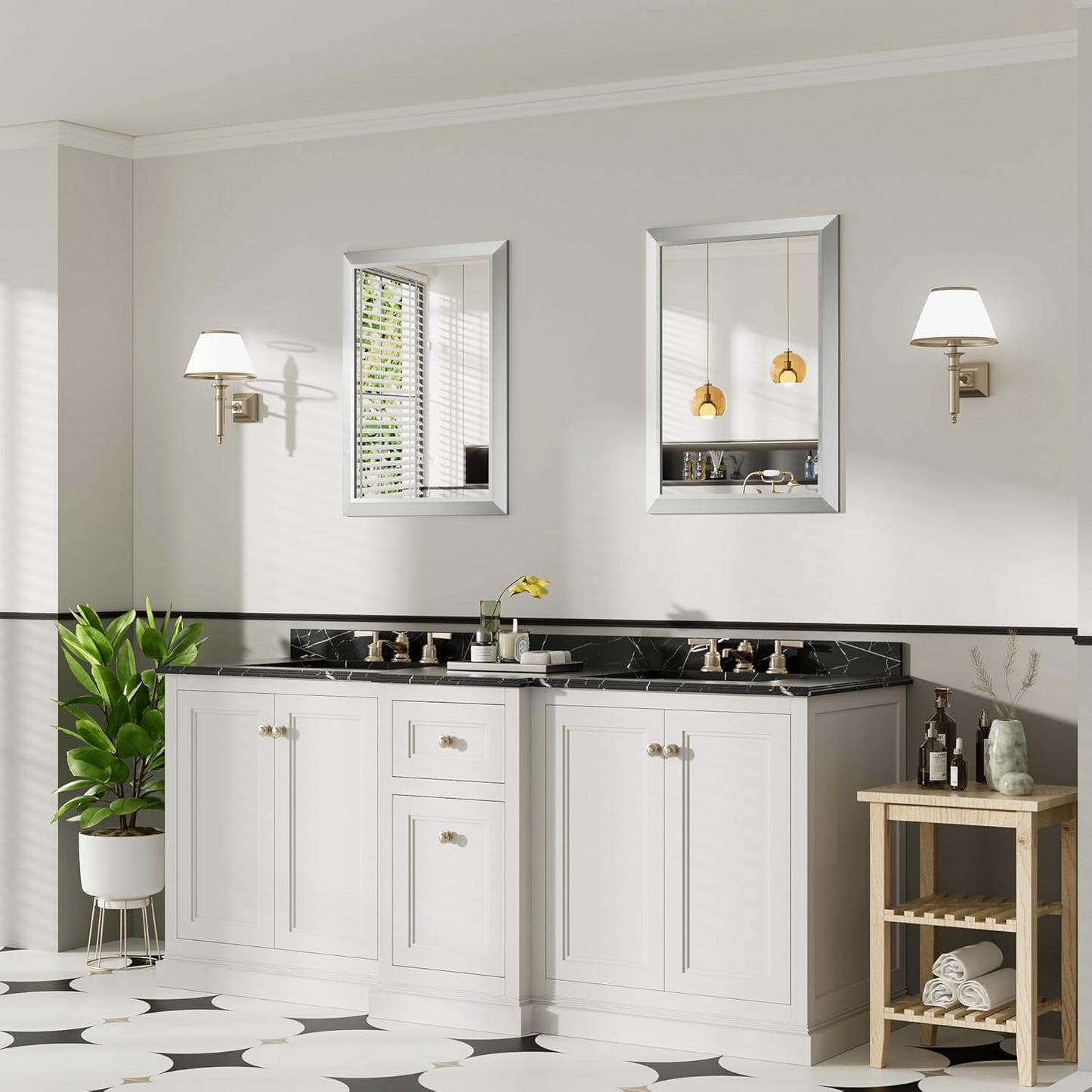 22x30 Inch Silver Bathroom Mirror for Wall, Thick Metal Framed Rectangle Mirrors for Over Sink, Bedroom, Living Room, Entryway, Anti-Rust, HD Tempered Glass