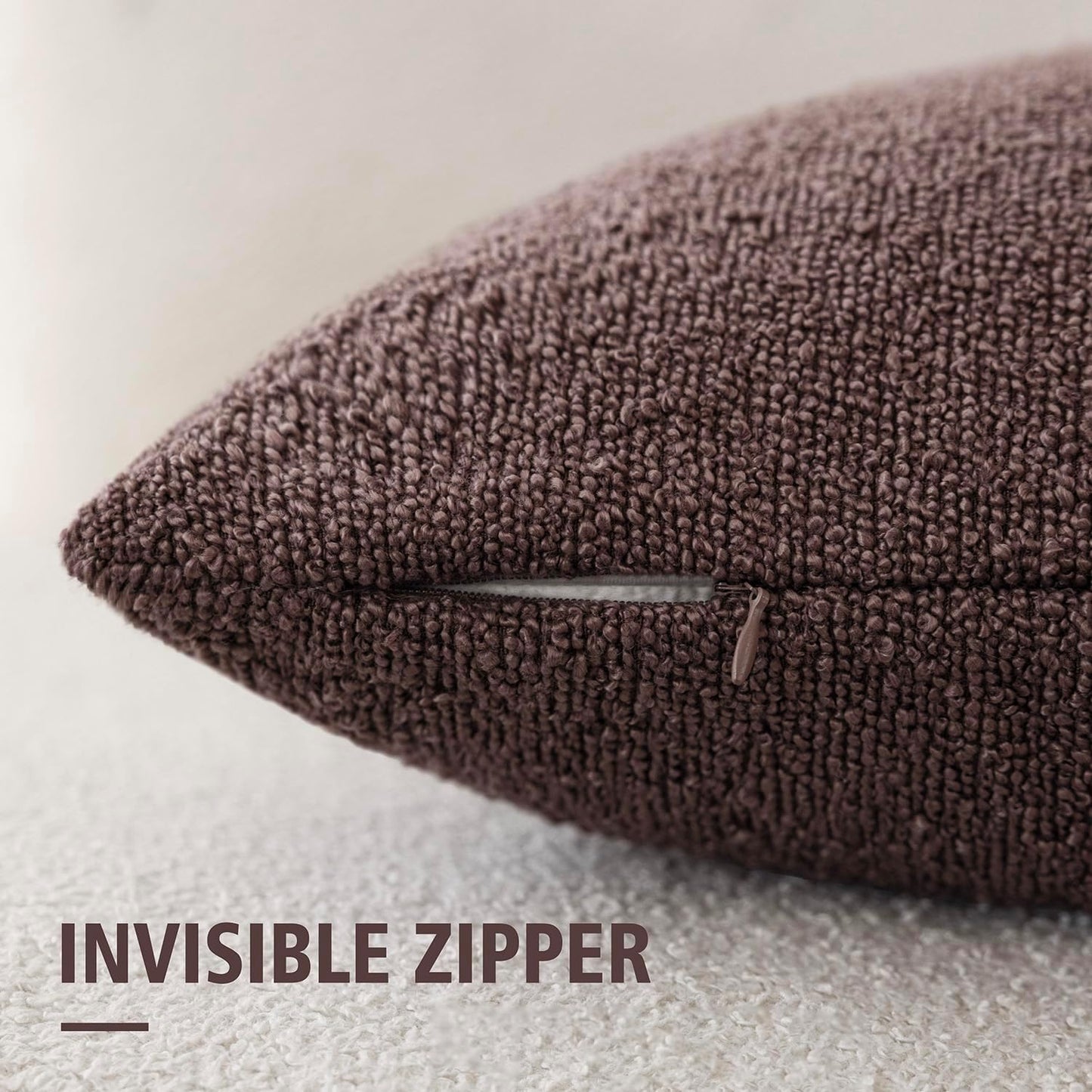 Foindtower Pack of 2 Textured Boucle Throw Pillow Covers Accent Solid Decorative Pillow Cases Cozy Woven Couch Cushion Case for Chair Sofa Bedroom Living Room Home Decor 20x20 Inch Dark Purple