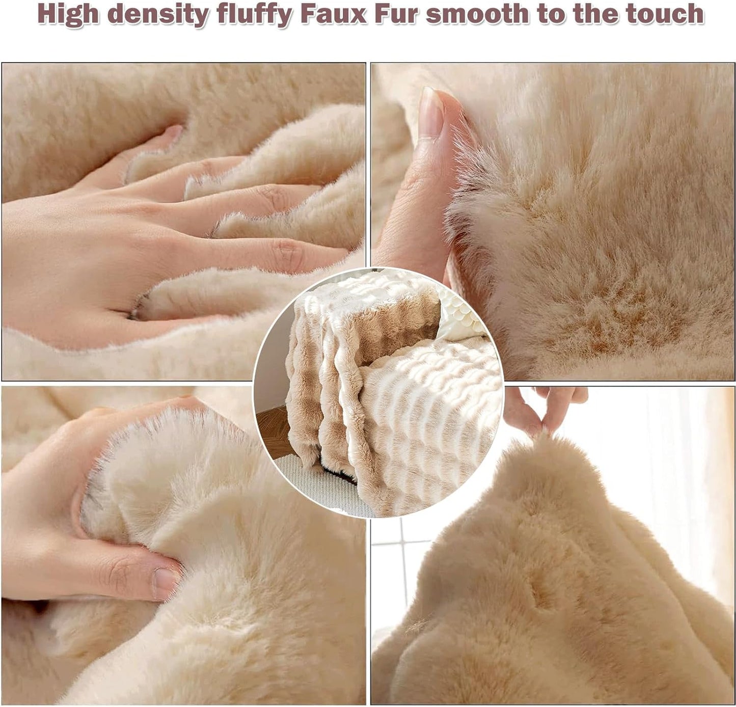 Soft Warm Faux Fur Sofa Cover Thick Shaggy Fuzzy Sectional Couch Cover Plush Furniture Cover Fluffy Furniture Cover for Couch Sofa Bed(Khaki,71" x 134")