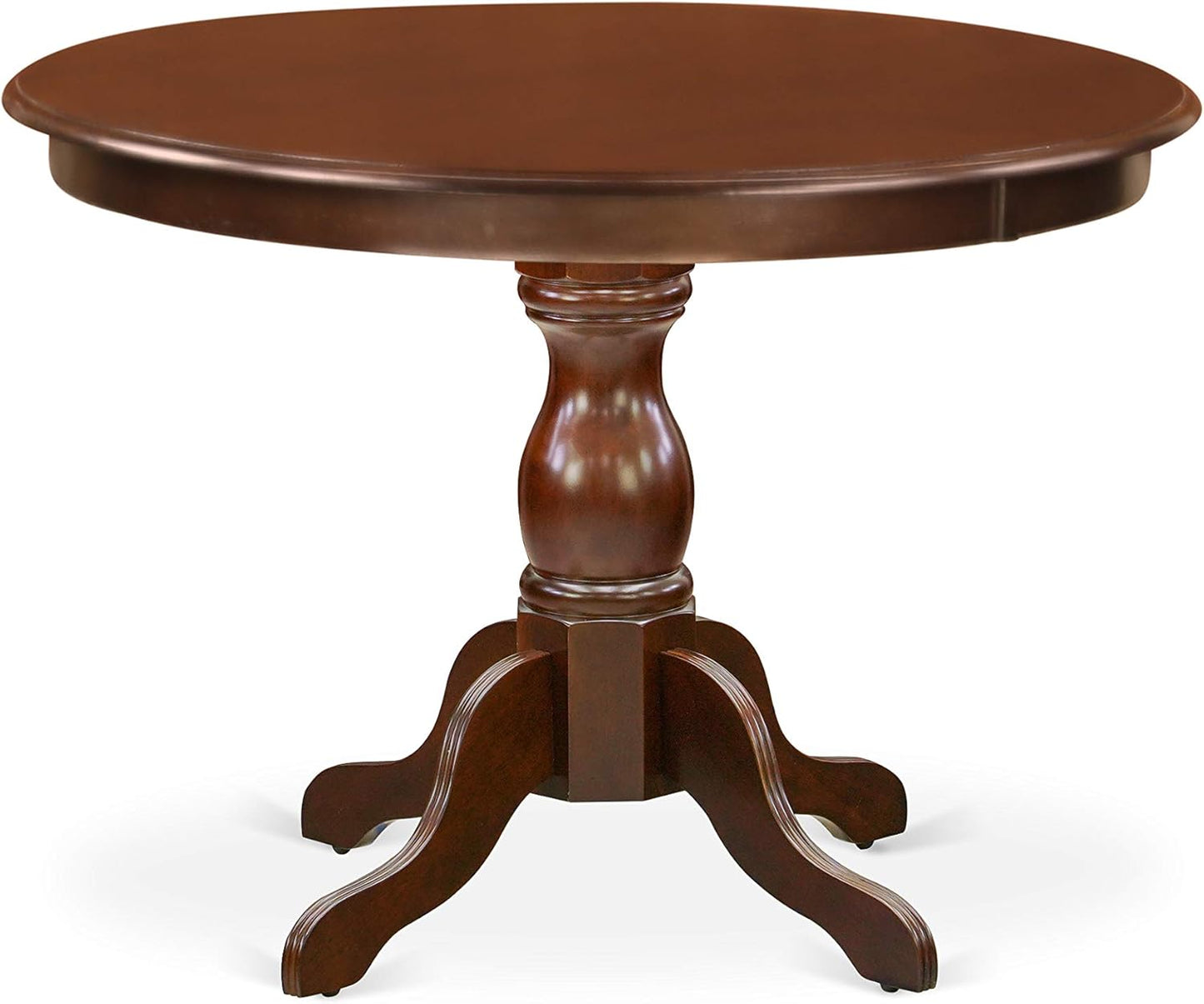 East West Furniture HBBO5-MAH-W 5 Piece Dining Set Includes a Round Dining Table with Pedestal and 4 Kitchen Chairs, 42x42 Inch, Mahogany