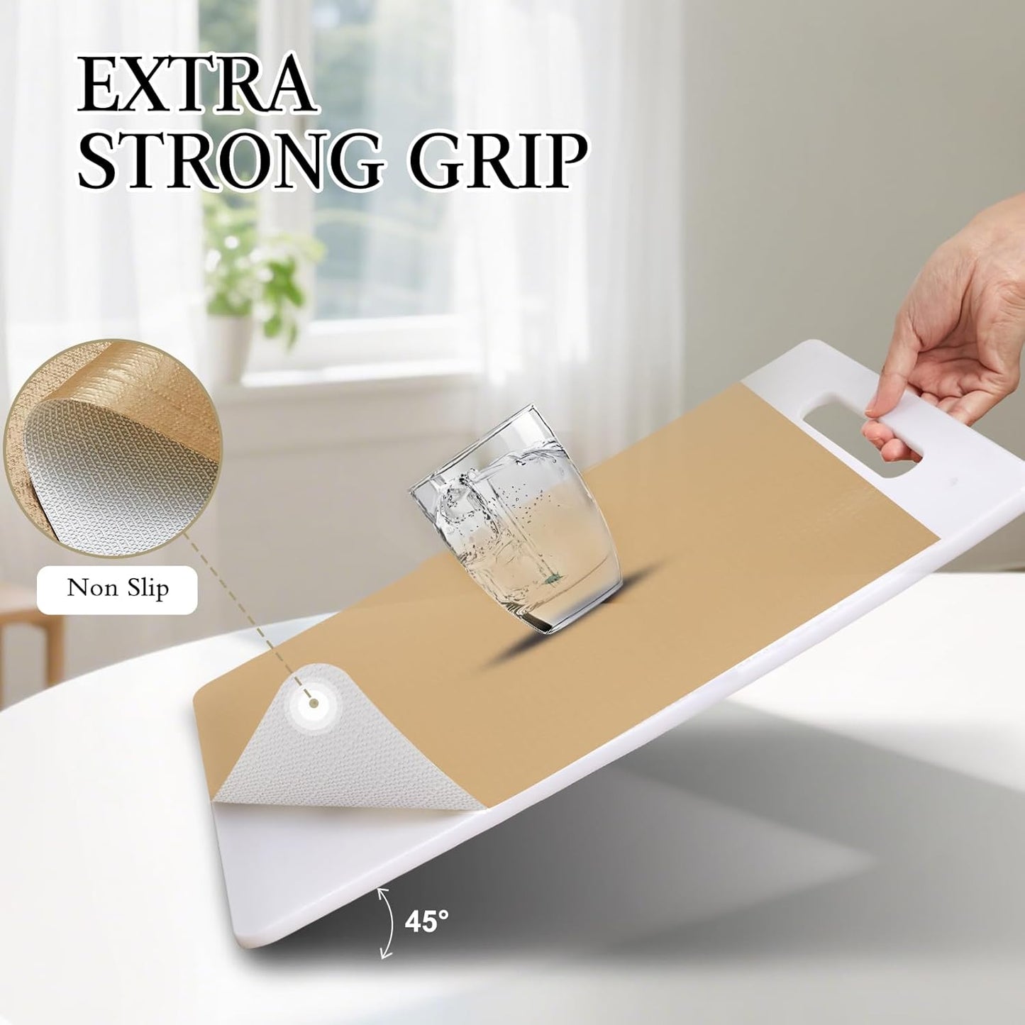 Beautysaid Shelf and Drawer Liner for Kitchen Cabinet, Non Adhesive Non Slip Shelf Paper Waterproof Washable Thickened for Dresser Pantry Shelve Bathroom Protector Liner(Beige,12 in x 20FT)