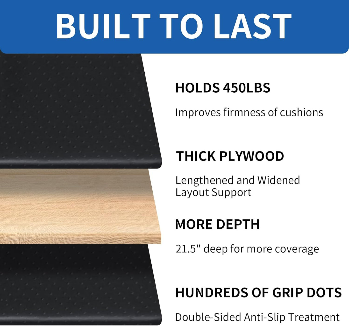 Heavy Duty Sofa Cushion Support Board for Fixing Sagging Sofas, 21.5" x 70" Laminated Wood Sofa Cushion Support Board, Double Sided Non-Slip Deep Support and Protect Sofa Cushions