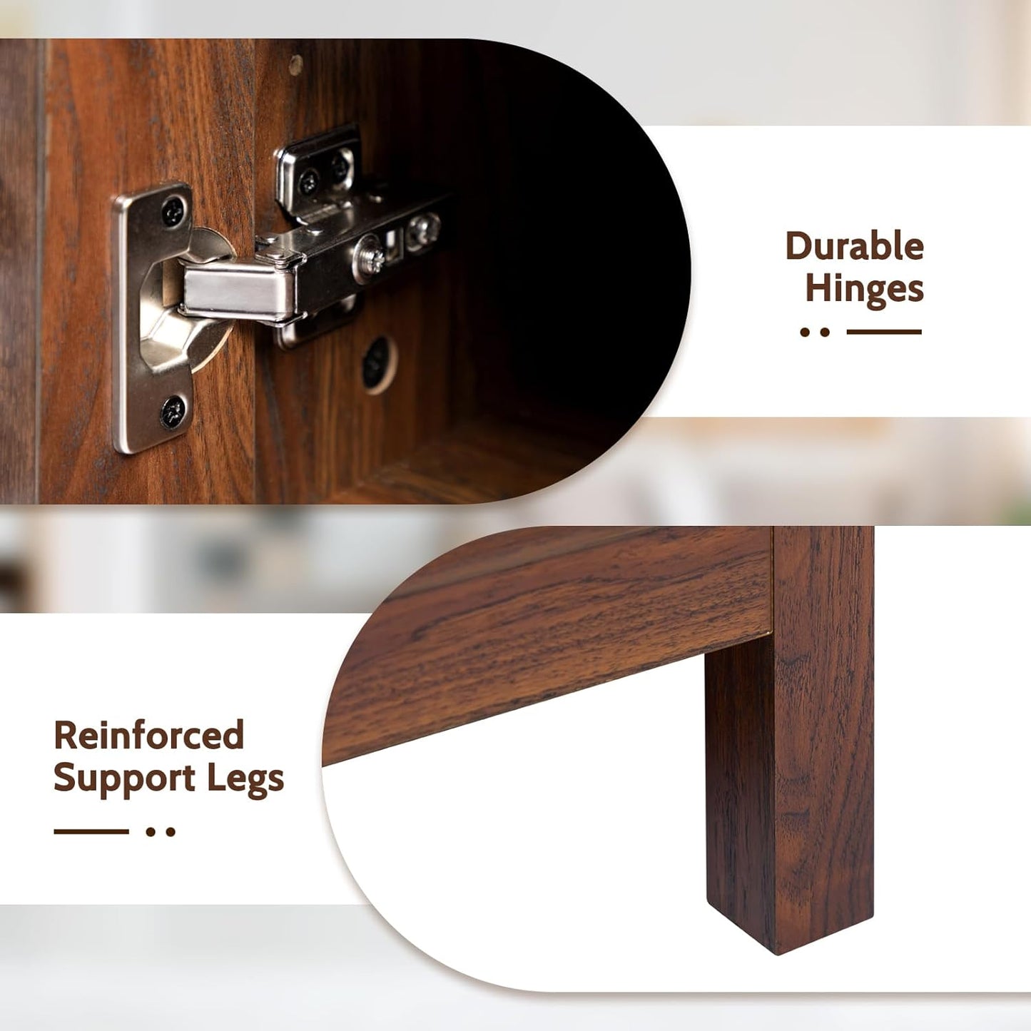 HollyHOME Wood TV Stand for TVs up to 65", Mid Century TV Stand with Storage, Modern Entertainment Center with Fence Door, Accent TV Media Console Table for Living Room, 53"(L), Retro Brown