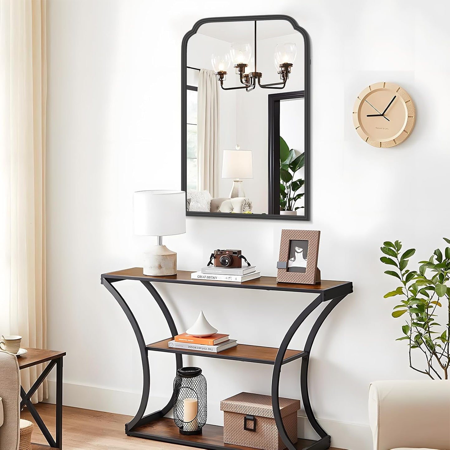 20X30 Inch Black Metal Framed Bathroom Mirror for Wall, Matte Black Bathroom Vanity Mirror, Rectangular Rounded Decor Mirror Anti-Rust, Tempered Glass (Black 20" x 30")