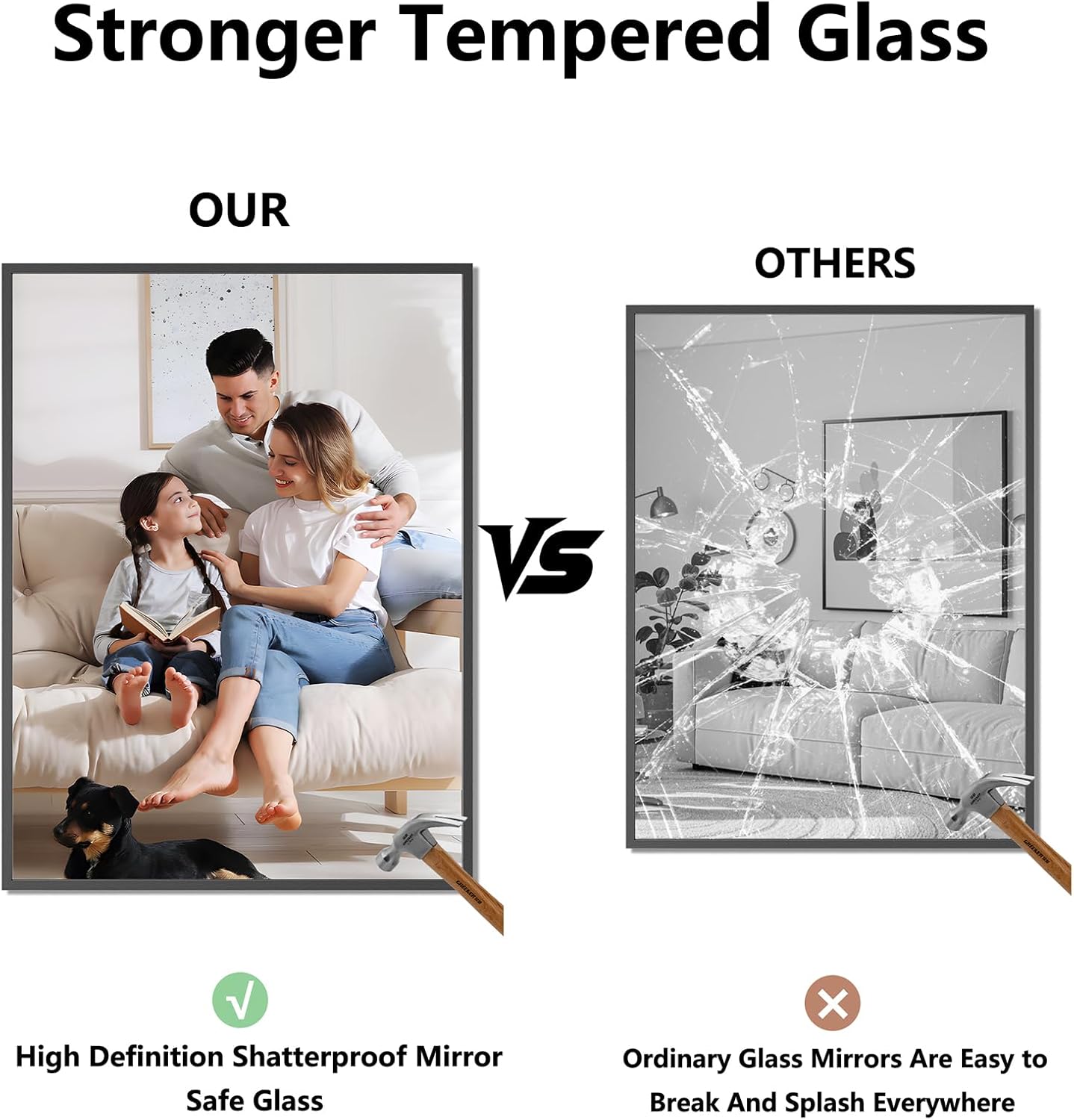 Koonmi Bathroom Mirror 30x40 Black Bathroom Wall-Mounted Mirrors, Modern Vanity Mirror for Bedroom, Living Room, Aluminum Alloy Frame Allow to Hang Horizontally or Vertically