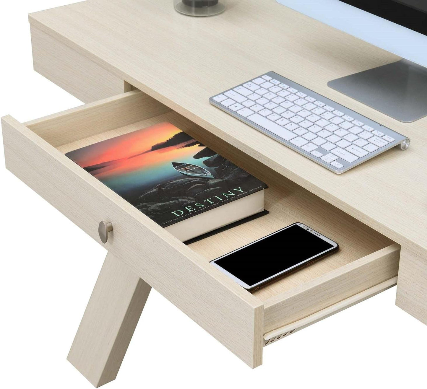 Convenience Concepts Newport 1 Drawer Desk, Ivory