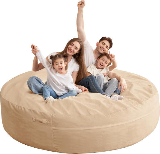 HABUTWAY XX-Large Bean Bag Chair: Giant 7' Memory Foam Furniture Bean Bag Chairs for Adults with Microfiber Cover 7Ft (Khaki)