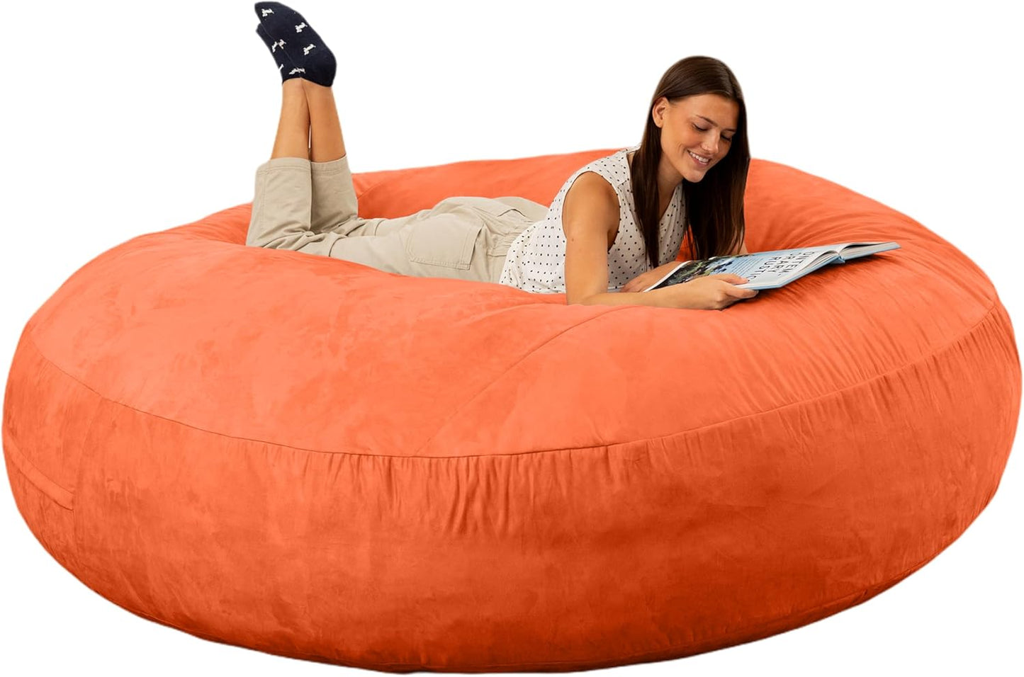 Jaxx 6 Foot Cocoon - 2-in-1 Convertible Bean Bag Bed & Large Bean Bag Chair for Adults, Mandarin