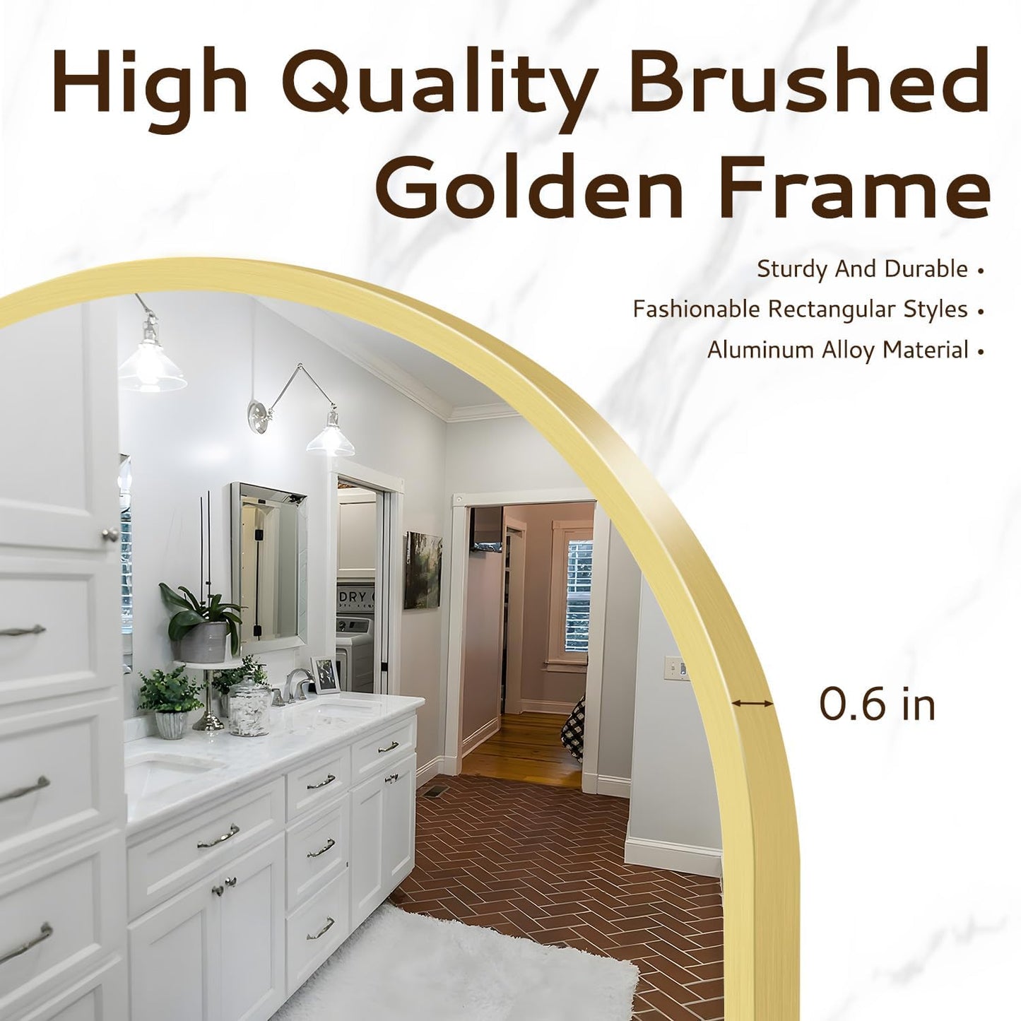Round Mirrors for Wall Decor 28 Inch Gold Mirror Round Bathroom Mirror Matte Gold Wall Mirror Brushed Metal Frame Anti-Rust Tempered Glass for Bathroom Bedroom Living