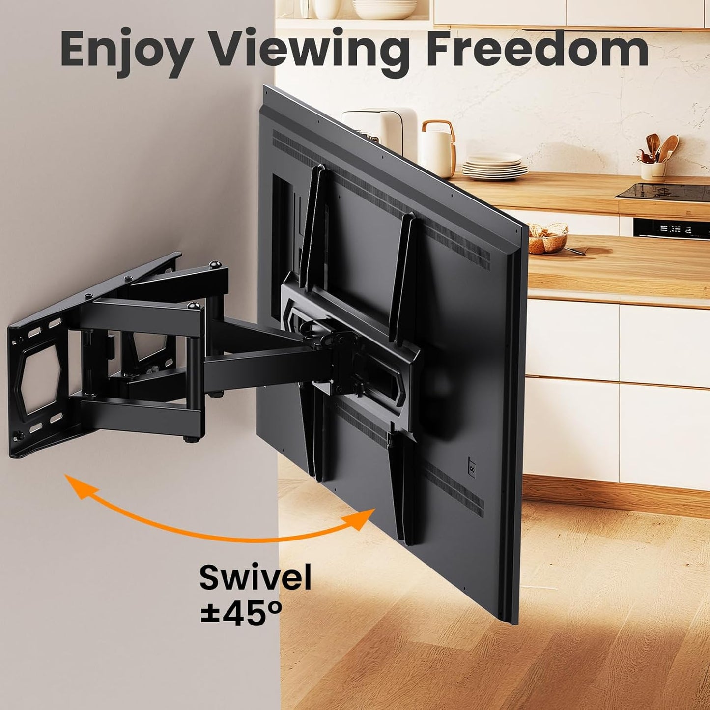 50 55 65 inch Full Motion TV Wall Mount for 32-70 inch TV Bracket, Dual articulating Arms Mount, Tilt Swivel Extension Level, Max VESA 400x400mm, 16" Studs, 110 lbs,Fit Most 40 43 50+ TVs