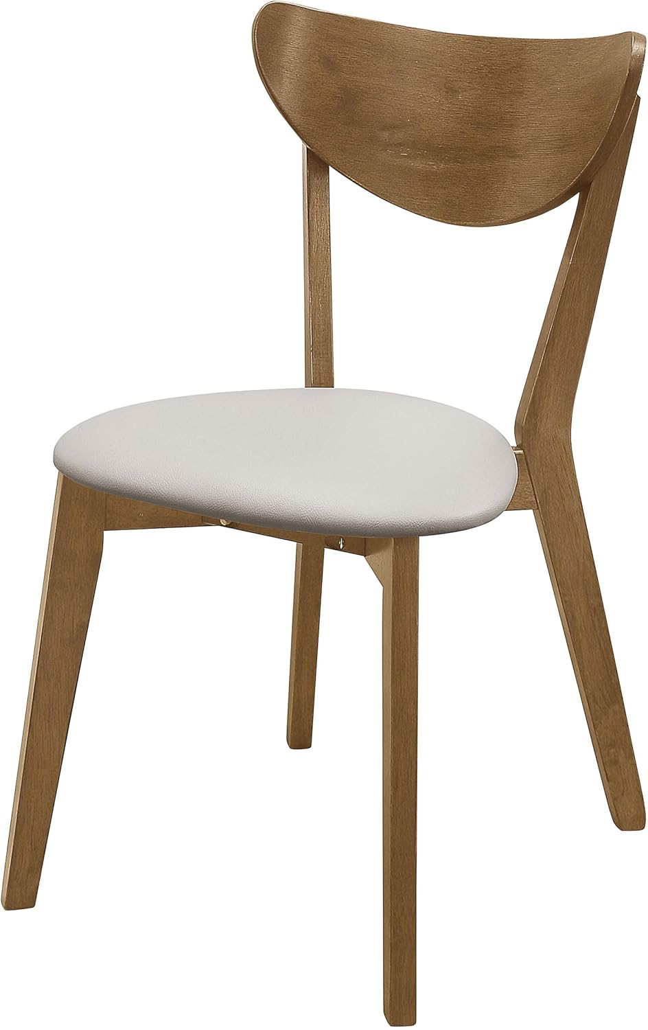 Coaster Home Furnishings Kersey Mid Century Modern Set of 2 Wood Dining Side Chairs Curved Back Padded Tan Faux Leather Polyurethane Upholstered Seat Cushion Chestnut Brown 103062