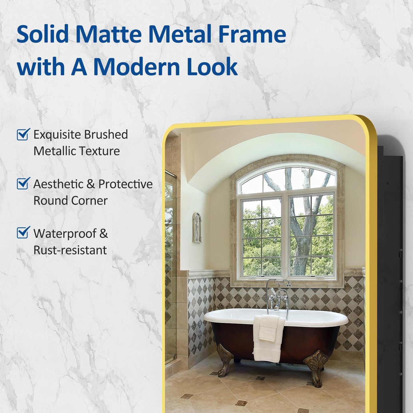 24x30 Inch Bathroom Medicine Cabinet with Mirror Gold Metal Framed Recessed or Surface Wall Mounted Mirrored Medicine Cabinets for Bathroom