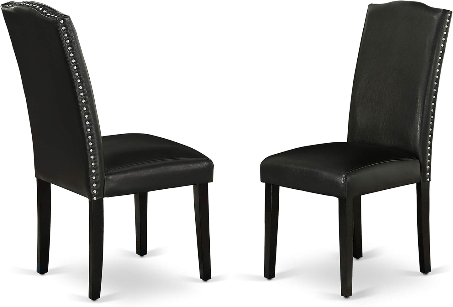 East West Furniture NOEN5-BLK-69 5 Piece Kitchen Table & Chairs Set Includes a Rectangle Butterfly Leaf Dining Table and 4 Black Faux Leather Parsons Chairs, 32x54 Inch, Black