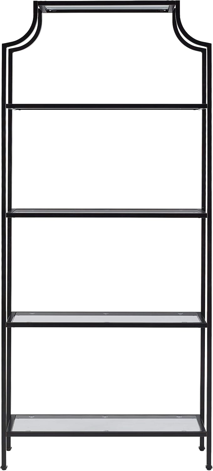 Crosley Furniture Aimee Bookshelf with Glass Shelves, Bookcase Storage, Oil-Rubbed Bronze