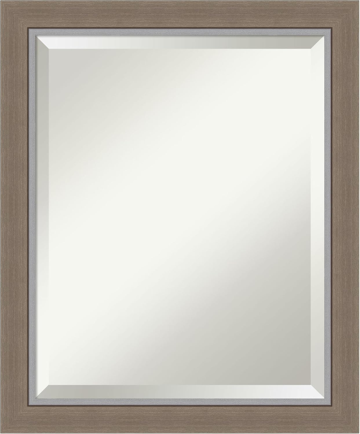 Amanti Art Brown Wall Mirror 23x19 Eva Brown Narrow Rectangle Bathroom Mirror for Wall Decor Living Room, Small Country Rustic Frame, Hangs Horizonally and Vertically, Bathroom Decor, Beveled Edge