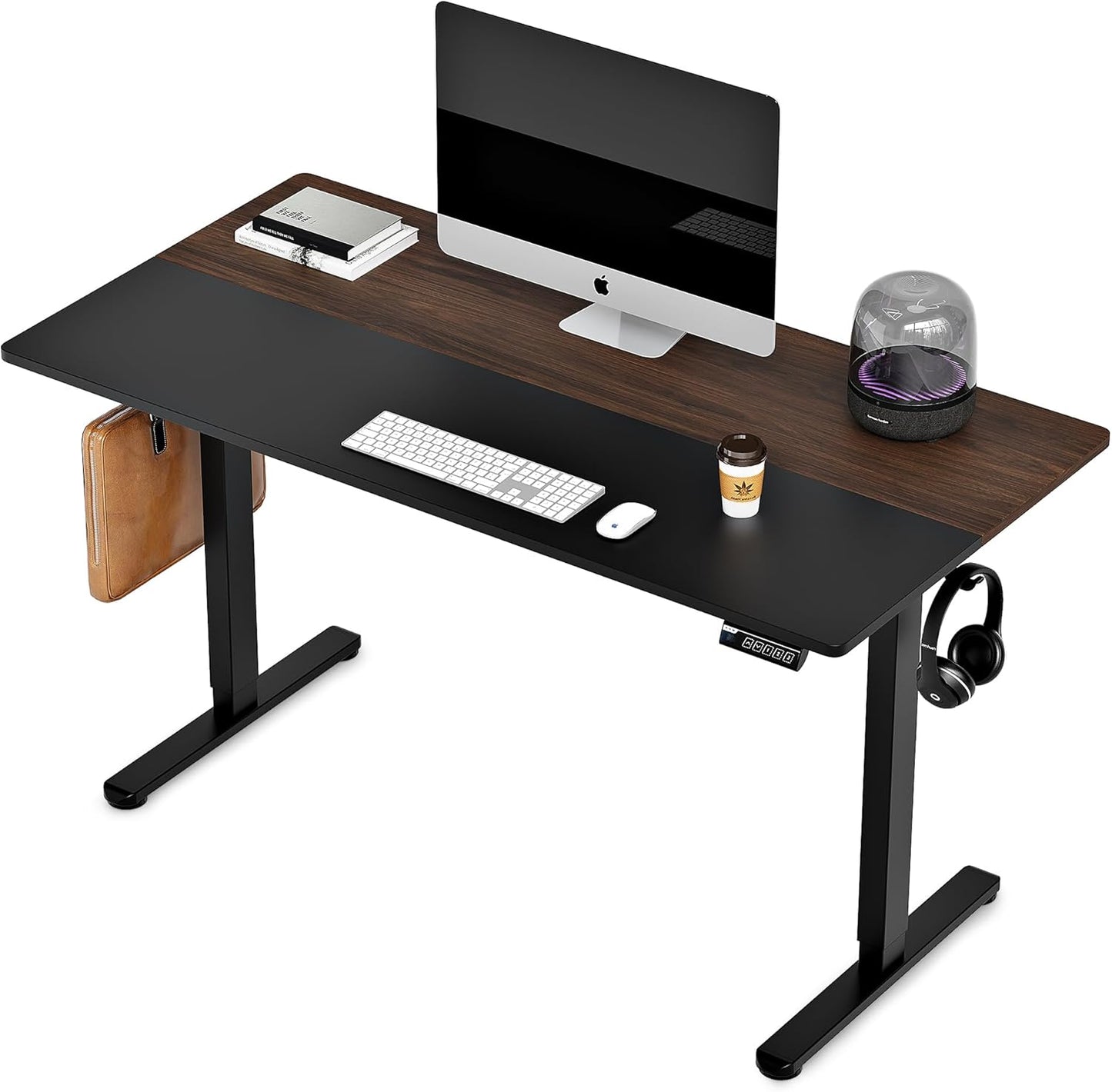 Monomi Electric Height Adjustable Standing Desk, 48x24 Inches, Ergonomic Home Office Sit/Stand Up Desk (Black Steel Frame/Black Top)