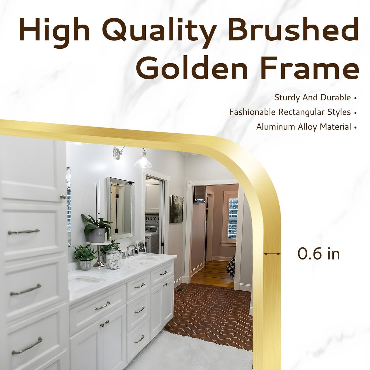 24x36 Rounded Rectangle Bathroom Mirrors for Over Sink, Glod Vanity Mirror with Metal Frame Wall Mounted, Modern Farmhouse Mirror for Restroom, Bedroom, Entryway Decor