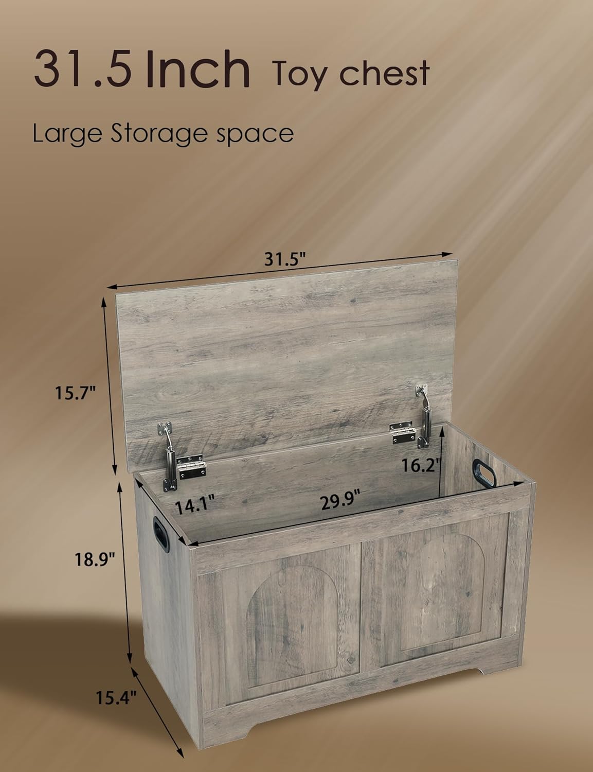 DINZI LVJ Storage Chest, 31.5”Wooden Toy Box with 2 Safety Hinges, Entryway Storage Bench with Flip-Top, Sturdy Storage Trunk for Living Room, Bedroom, Easy Assembly, Gray Wash