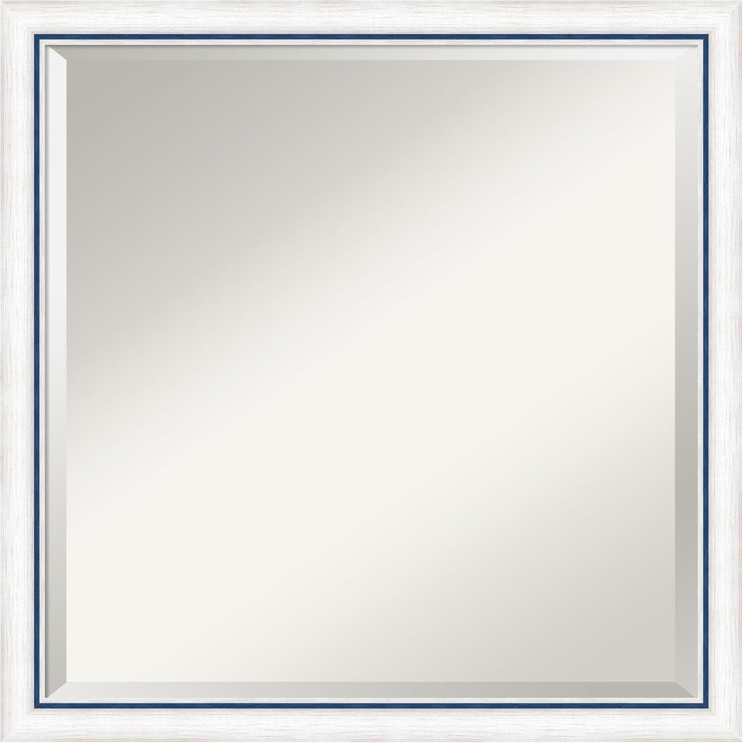 Amanti Art White Bathroom Mirror for Over Sink, 22x22 Morgan White Blue Square Vanity Mirror, Medium Modern Contemporary Wood Frame, Hangs Horizonally and Vertically, Bathroom Wall Decor, Beveled Edge