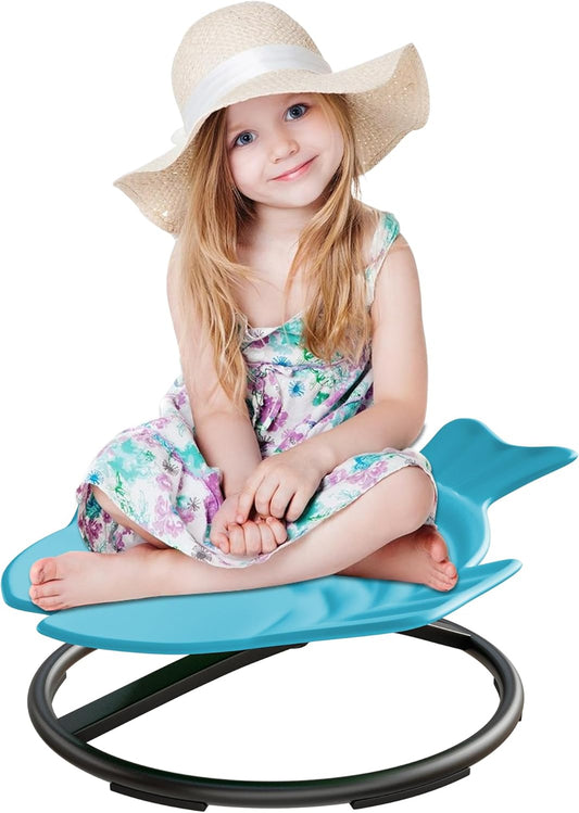 Spinning Chair for Autistic Kids, Autism Sensory Spinning Chair, Sensory Chair for ADHD Children, Sit and Spin Training Body Coordination, Upgraded Light Blue Flying Fish Shape