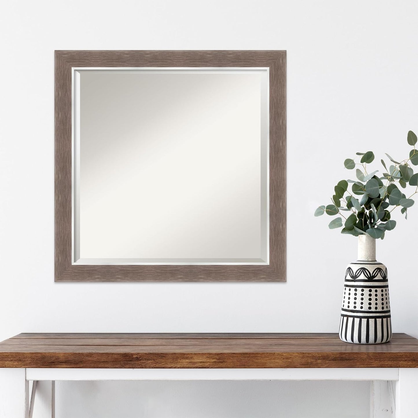 Amanti Art Brown Wall Mirror 24x24 Noble Mocha Square Bathroom Mirror for Wall Decor Living Room, Medium Casual Frame, Hangs Horizonally and Vertically, Bathroom Decor, Beveled Edge from WI, USA