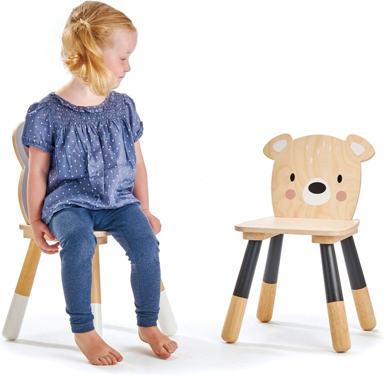 Tender Leaf Toys - Forest Table and Chairs Collections - Adorable Kids Size Art Play Game Table and Chairs - Made with Premium Materials and Craftsmanship for Children 3+ (Forest Bear Chair)
