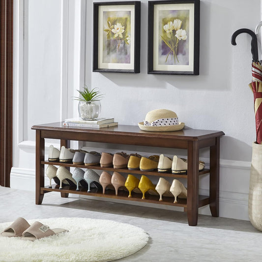 LEILISI Shoe Bench, Solid Wood Shoe Rack Bench Simple Style Shoe Storage Bench for Entryway Hallway Living Room and Corridor (39.4")