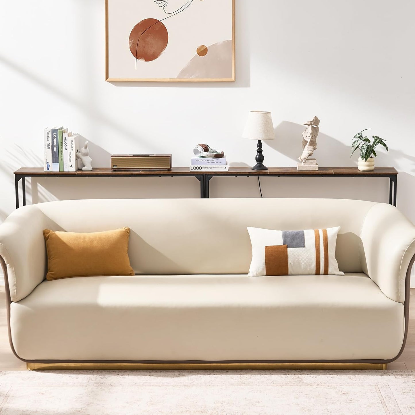 Console Table, Narrow Entryway Table, Thin Sofa Table, Behind Couch Table,for Hallway, Bedroom, Living Room, Foyer, 9.4 x 47.2 x 31.5 Inches, Rustic Brown