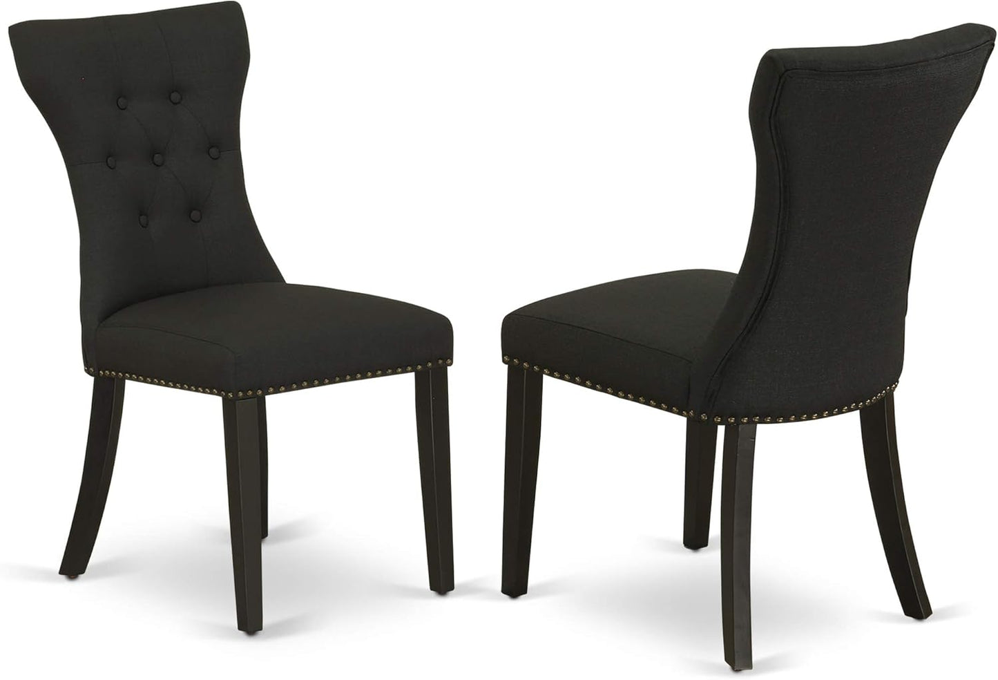 East West Furniture DLGA5-BLK-24 5 Piece Kitchen Table Set for 4 Includes a Round Dining Room Table with Dropleaf and 4 Black Linen Fabric Upholstered Chairs, 42x42 Inch, Black