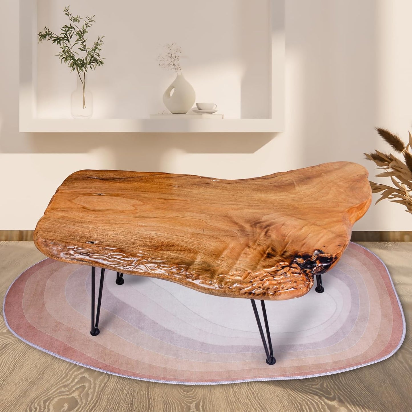 End Table with Epoxy Resin Craftsmanship and Natural Wood Finish - Perfect Accent Table for Bedroom and Living Room Decor