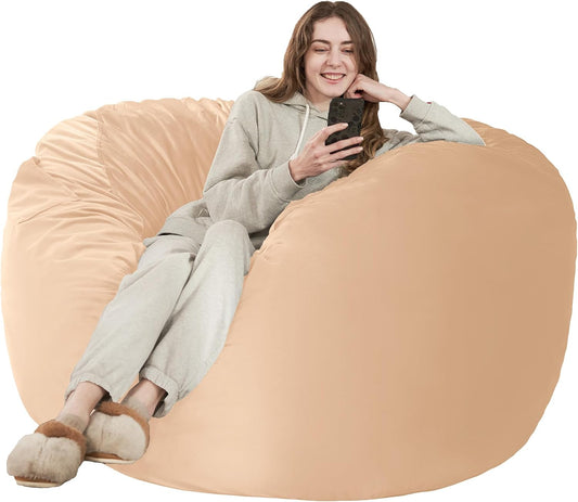 HABUTWAY Bean Bag Chair: Giant 6' Memory Foam Furniture Bean Bag Chair with Microfiber Cover - 6Ft,Khaki