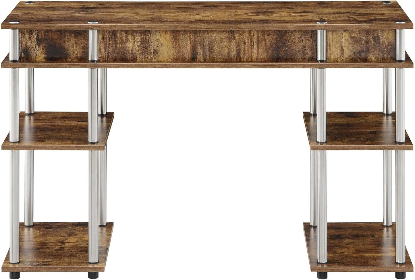 Convenience Concepts Designs2Go No Tools Desk Home Office Desk with Shelves, Corner Shelf Vanity Desk Computer Desk Nail Table for Nail Tech - 47.25" L x 15.75" W x 30" H, Barnwood