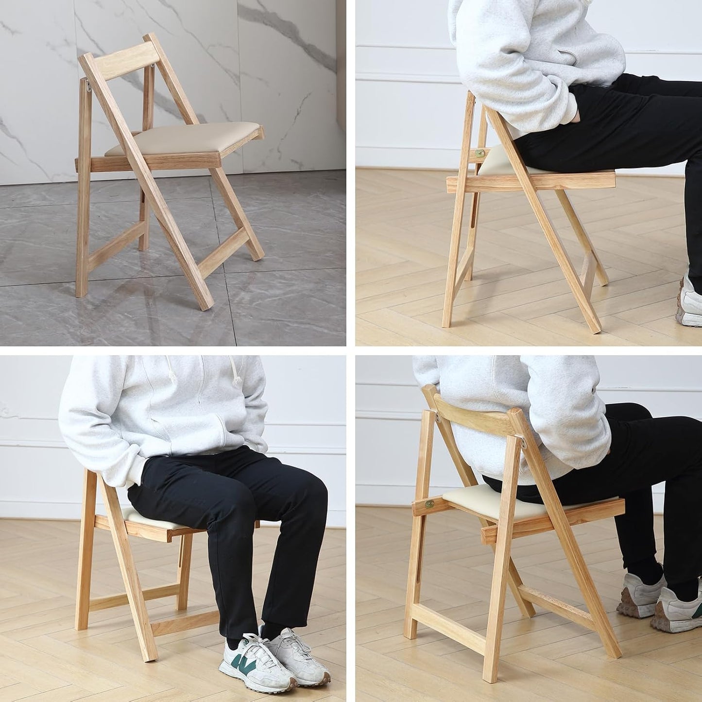 Folding Dining Chairs with Padded Seat Lightweight sillas para Fiestas,2 Pack Folding Chair for Dinner,Party Wedding,Picnic Event, 196LB Weight Capacity(Wood)