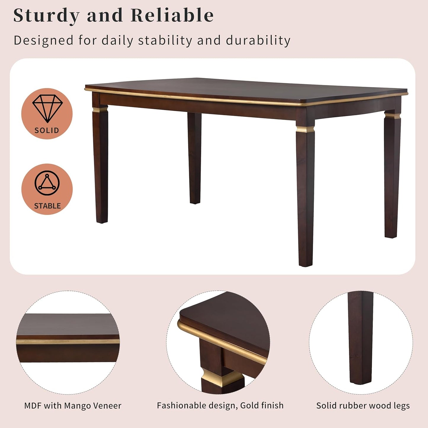 Ball & Cast Dining Table Set for 6,Kitchen Table W/ 4 High-Back Tufted Chairs & 1 Bench,5 Piece Dining Room Table Set W/ 60" Rectangular Table,for Kitchen, Living Room,Espresso