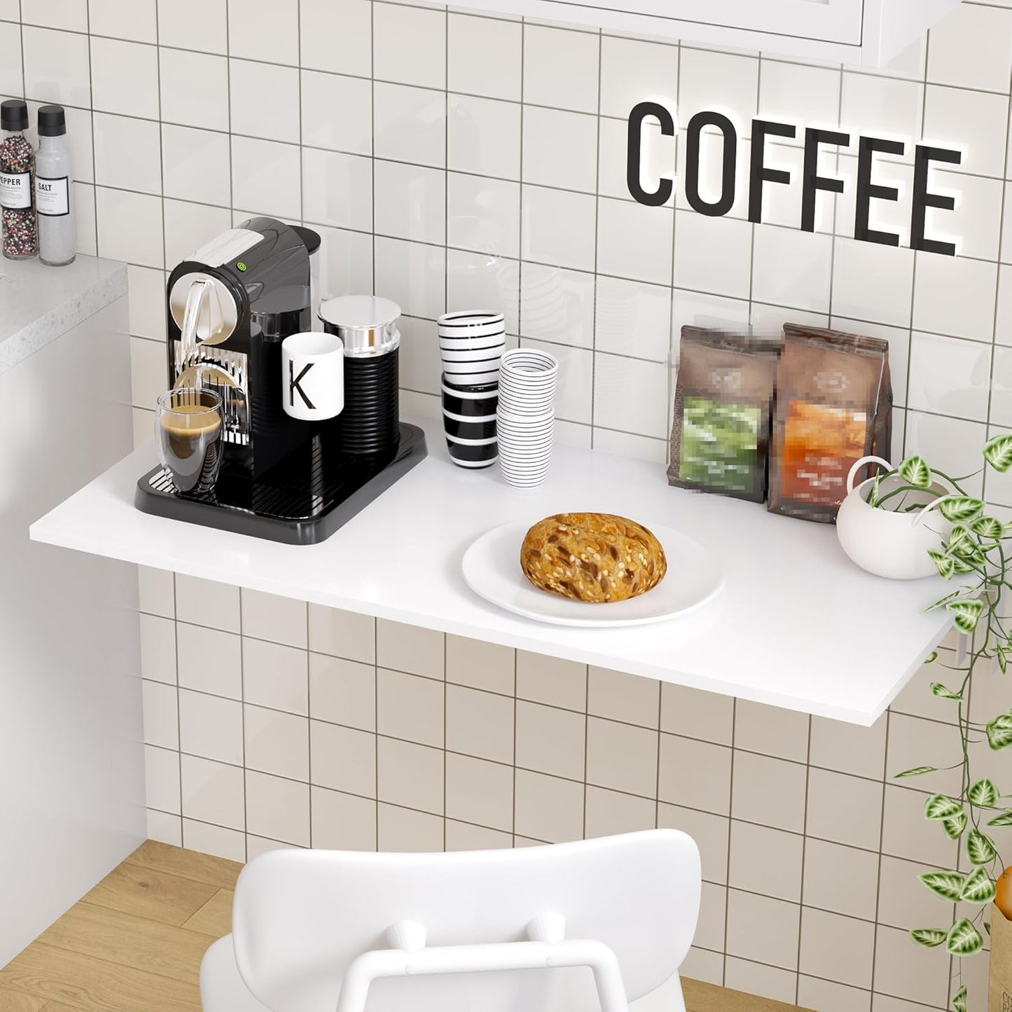 Need Fold Down Wall Mount Desk Heavy Duty Small Folding Wall Table Length 36" Width 20" Perfect Addition to Home Office/Laundry/Home Bar/Kitchen & Dining Room AC15DW(9050)