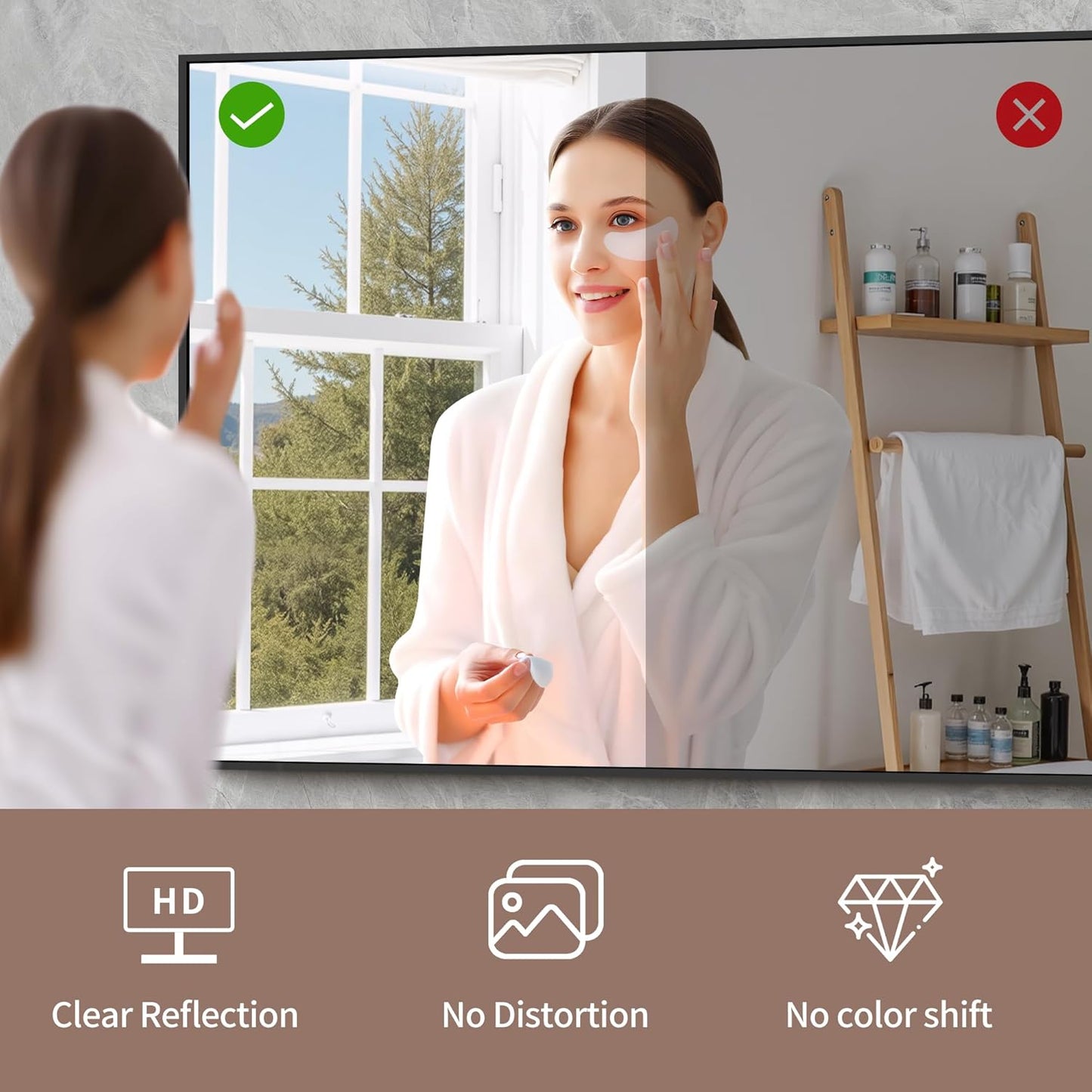 YIROMAN Bathroom Mirror for Wall 48"x48", Large Matte Black Bathroom Mirror with Metal Frame, Square Vanity Mirror with Right Angles, Wall Mirror Hangs Horizontal or Vertical, Shatterproof